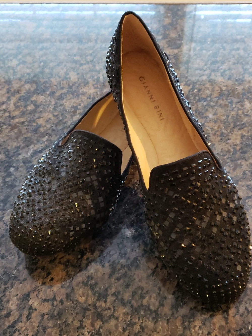 Gianni Bini Black Crystal-Embellished Loafers